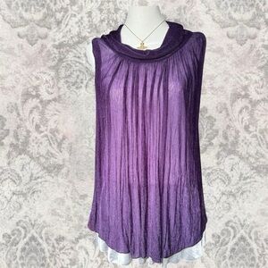 Purple Sleeveless Whimsigoth Sheer Tunic Flowy Layered Womens Medium Elegant Top